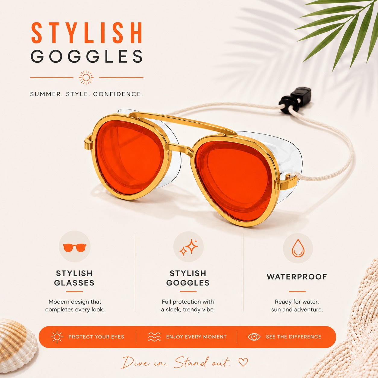 AquaLens Sunset Gold sun and swim goggles